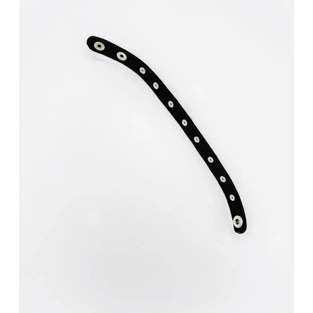 EMO bikers black leather silver tone spikes cuff wrap mens bracelet